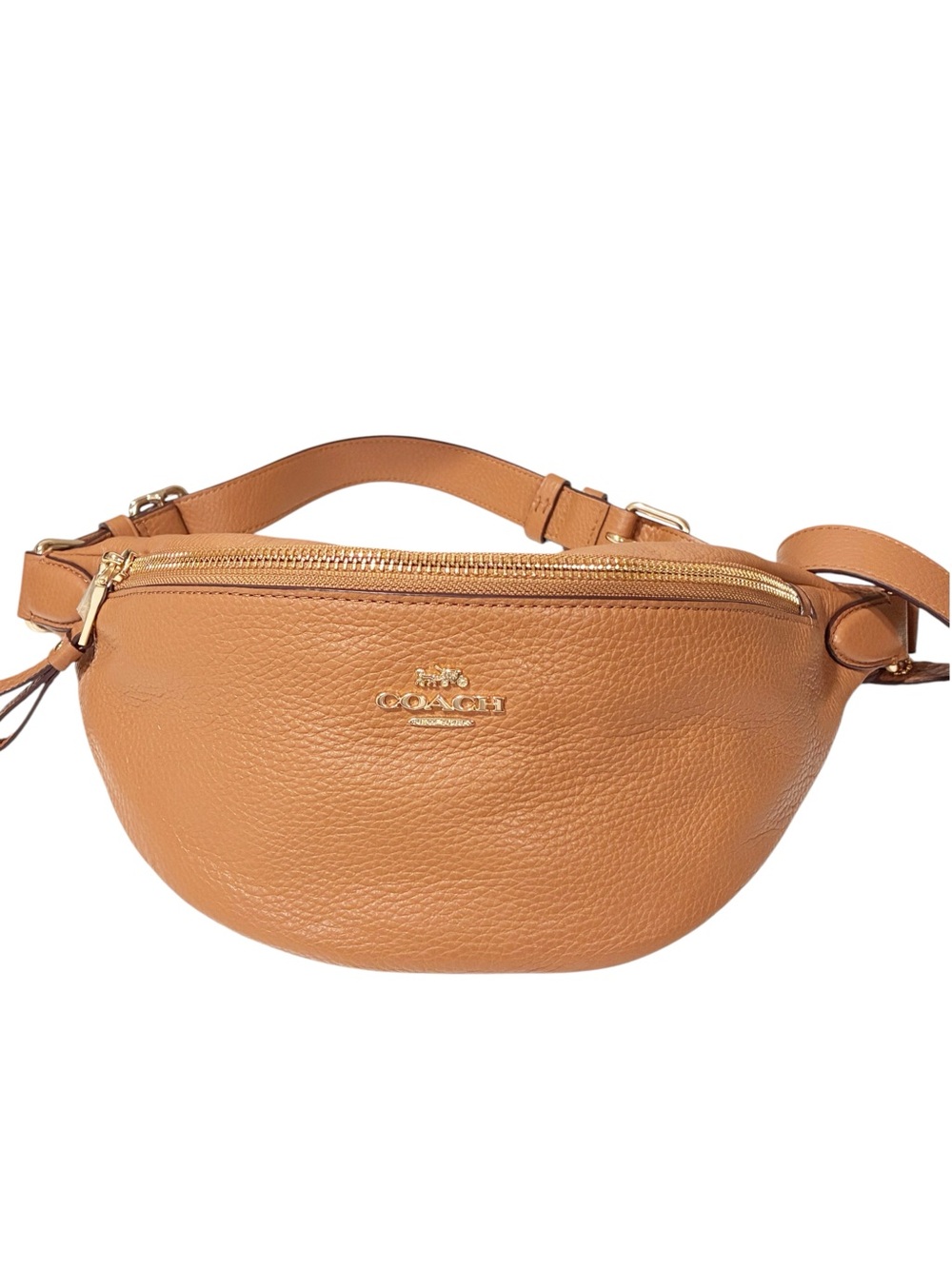 Coach Brown Pebbled Leather Waist Bag Gold Hardware